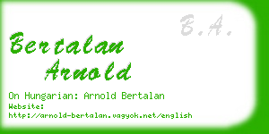 bertalan arnold business card